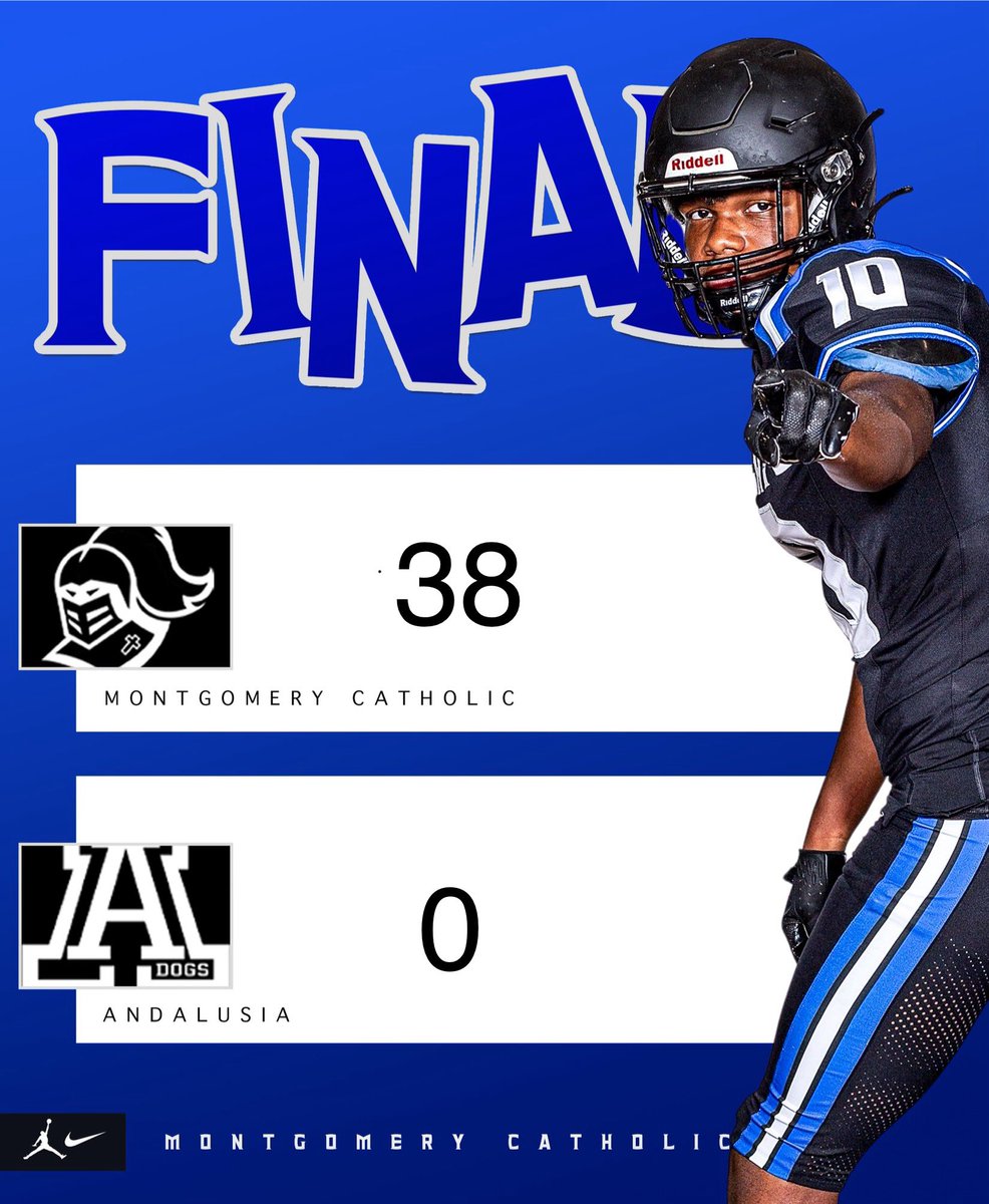 MCPKnightsFB's tweet image. Region Champs!!!!!   
Knights Win 🔵⚔️⚫️

Catholic 38
Andalusia 0 

#BuiltByCatholic
#BeTheStandard
#BacktoBacktoBacktoBack
#TalkAboutIt