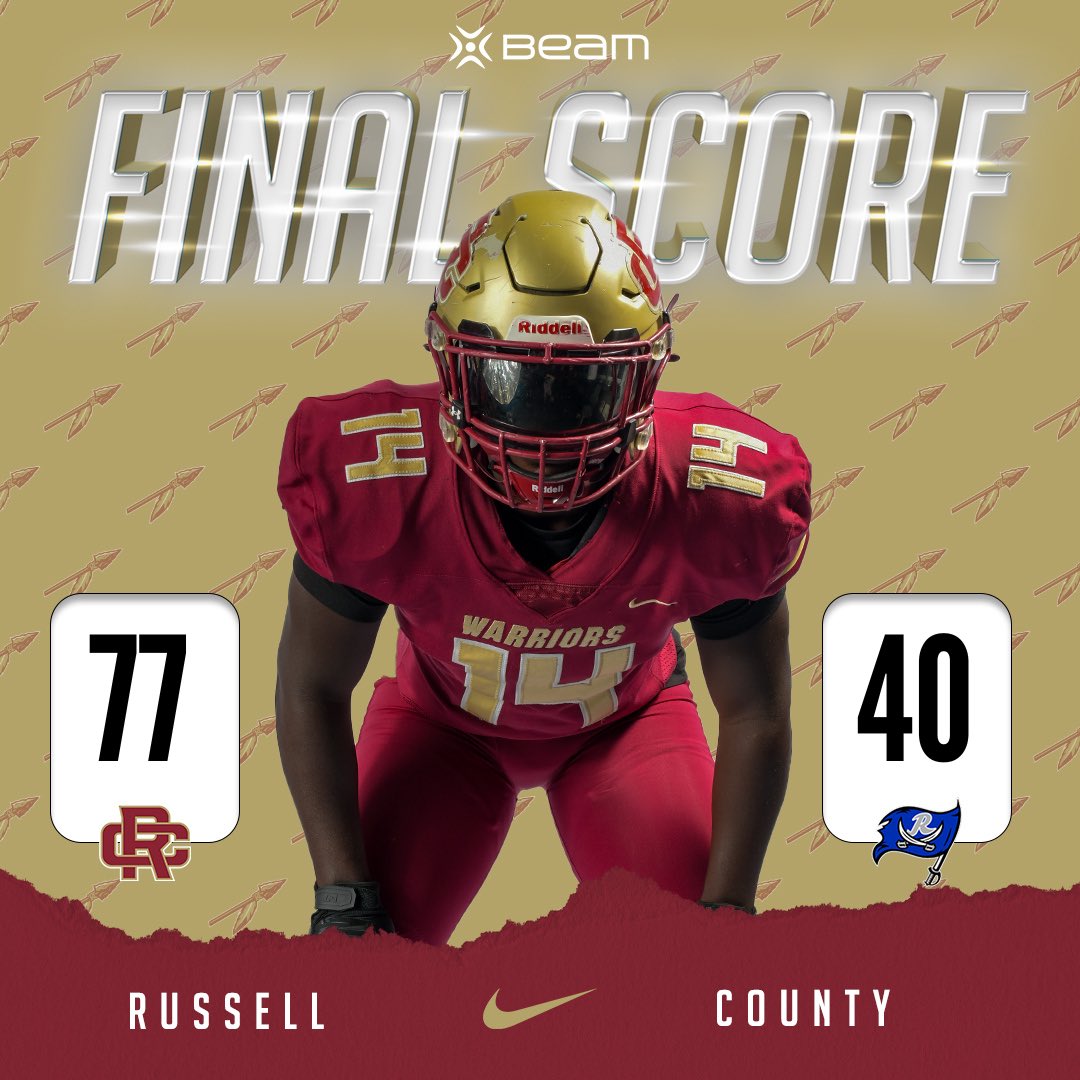 RCWarriorsFB's tweet photo. Final Score: Warriors win big, 77-40, over the Rebels on Senior Night! 💪🏈 Proud of our team and grateful for the amazing support for our seniors! #WarriorNation #RCHS #Victory #SeniorNight https://t.co/n0rXdsLaU4