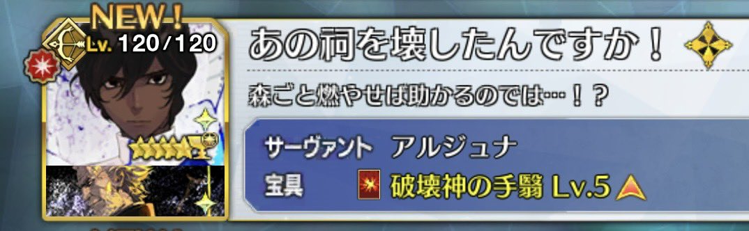 mokkoritintin's tweet image. フレンド欄に祠を壊したマスターに祠どころではない全域を焼き払うことで対処しようとする完全体アルジュナが二人いるの何度見てもおもろくて好き