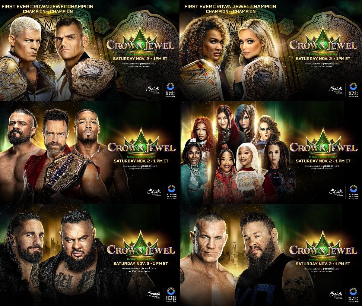 THE OFFICIAL CROWN JEWEL 2024 CARD 🚨

- Cody Rhodes vs. Gunther (Crown Jewel Title)
- Liv Morgan vs. Nia Jax (Crown Jewel Title)
- LA Knight vs. Andrade vs. Melo (US Title)
- Bianca &amp; Jade vs. IYO &amp; Kairi vs. Chelsea &amp; Piper vs. Lash &amp; Jakara (Women's Tag Titles)
- Kevin Owens