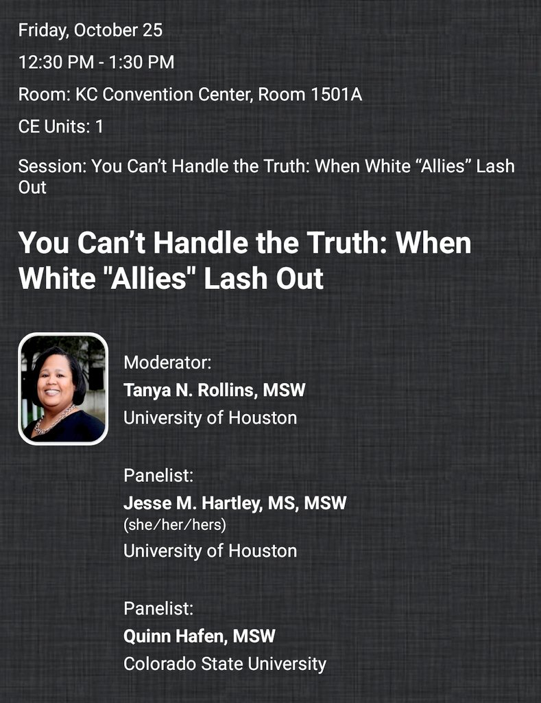 realsocialwork's tweet image. Great to see and support friend and disproportionality colleague Tanya Rollins. #CSWE2024 #SocialWork @CSocialWorkEd