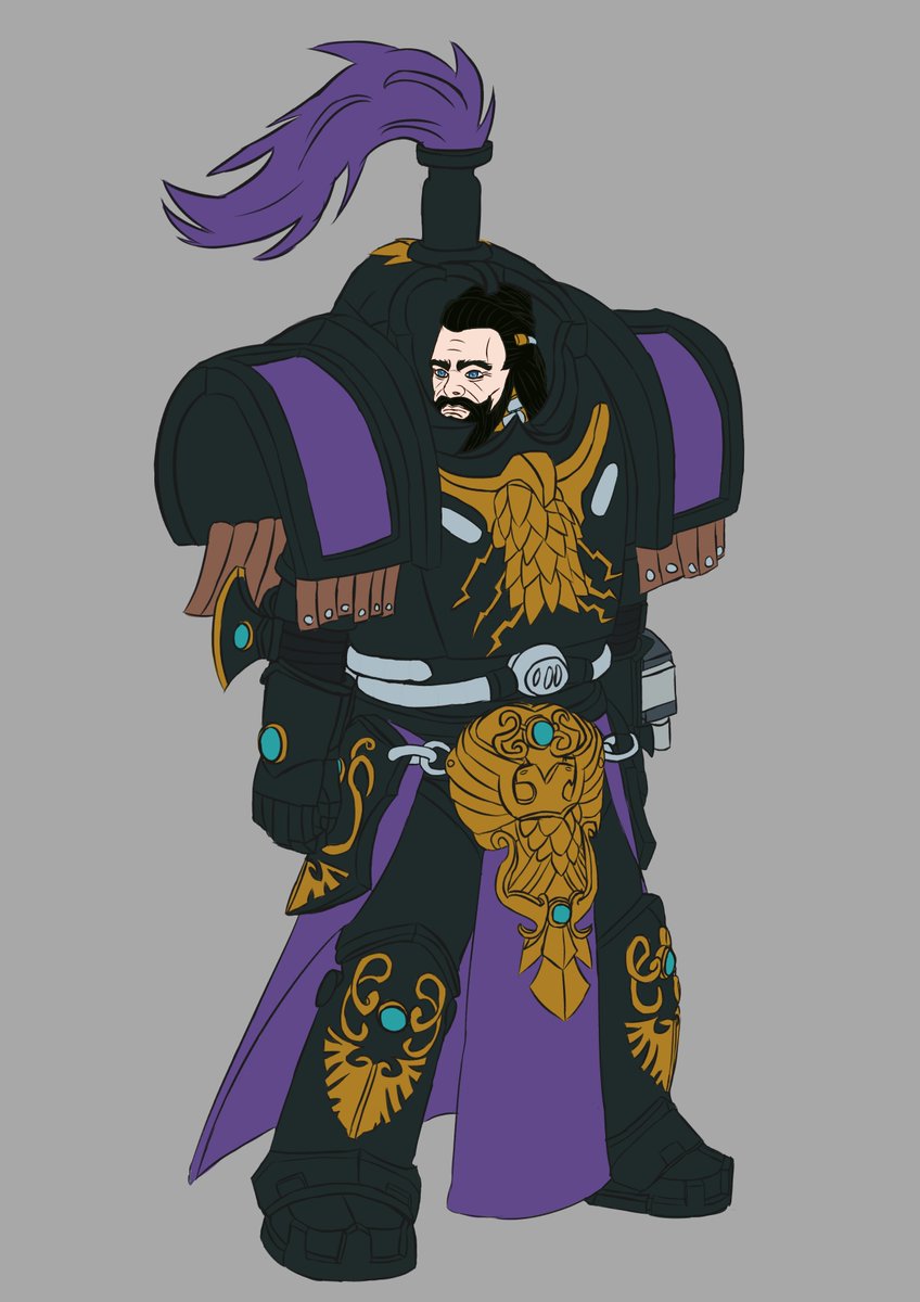 CastelliARTs's tweet photo. Here 
a sketch of my custodes oc
parashu-rama 
shield-captain of the dankanatoi chamber
(helmet on and off)
#warhammer40k #WarhammerArt https://t.co/Q1JmVXH9Mq