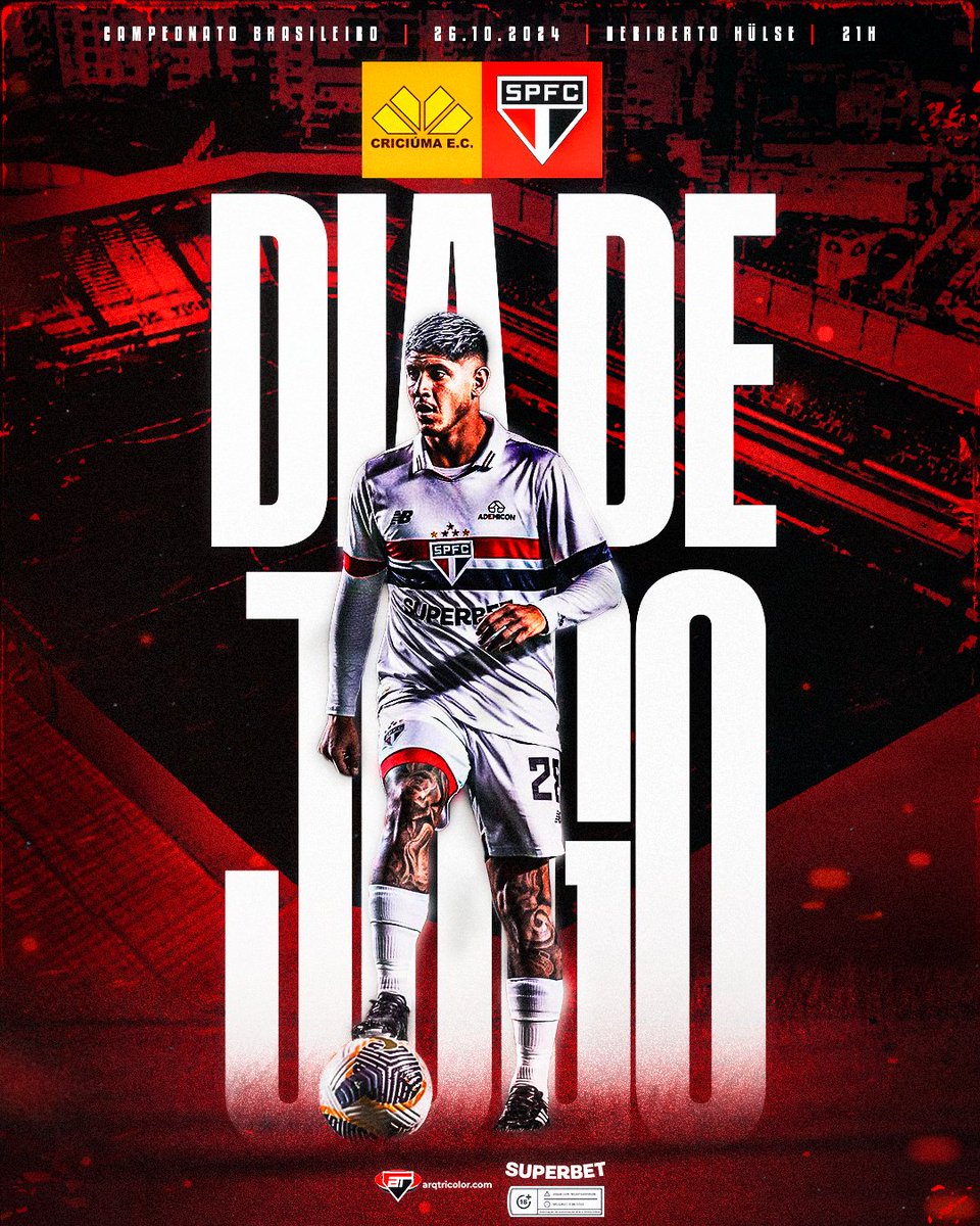 arqtricolor's tweet photo. HOJE É DIA DE SÃO PAULO 🇾🇪
Criciúma x São Paulo se enfrentam neste sábado, no estádio Heriberto Hülse, às 21h, pela 31ª rodada do Brasileirão.
Qual sua expectativa para este jogo, torcedor?
#sãopaulo #sãopaulofc #tricolor #arquibancadatricolor #tricolorpaulista #morumbispfc #vamossãopaulo #spfc #tricolordomorumbi