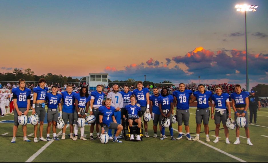 PYJenkins8's tweet photo. It was great having our Superman back for his senior night!! He lit a fire under his team and they brought him home the win! #CarsonStrong #BremenBlueDevils https://t.co/vDUU7NoVOA