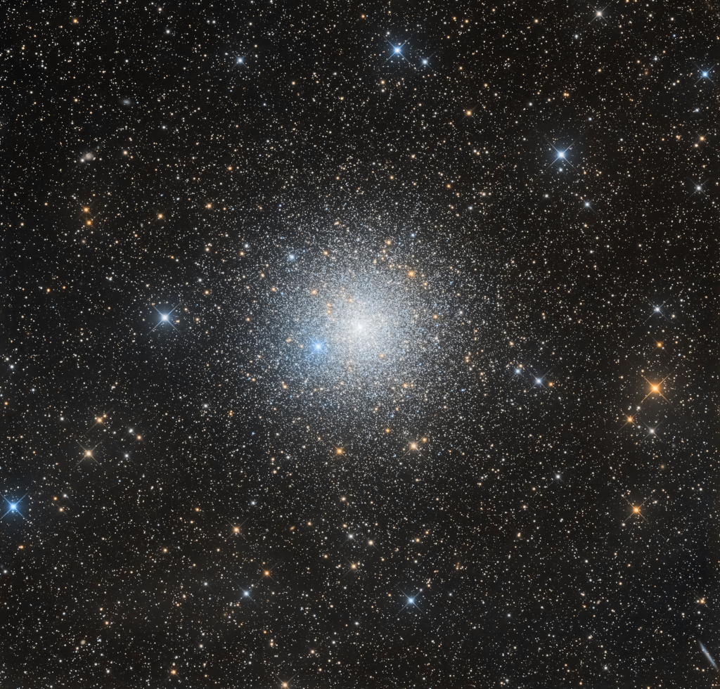apod's tweet image. Some 13,000 light-years away toward the southern constellation Pavo, the globular star cluster NGC 6752 roams the halo of our Milky Way galaxy. Over 10 billion years old, NGC 6752 follows clusters Omega Centauri, 47 Tucanae, and Messier 22 as the fourth brightest globular in