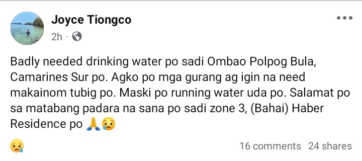 ricaldearchives's tweet photo. 🚨 | IN NEED OF FOOD AND WATER

Address: Zone 3 Bahai Street Ombao Polpog Bula, Camarines Sur
Landmark: Basketball Court/Haber Residence
Contact Person: John Mark Haber 
Contact #: 09093783326 https://t.co/p8Y6WUOliu