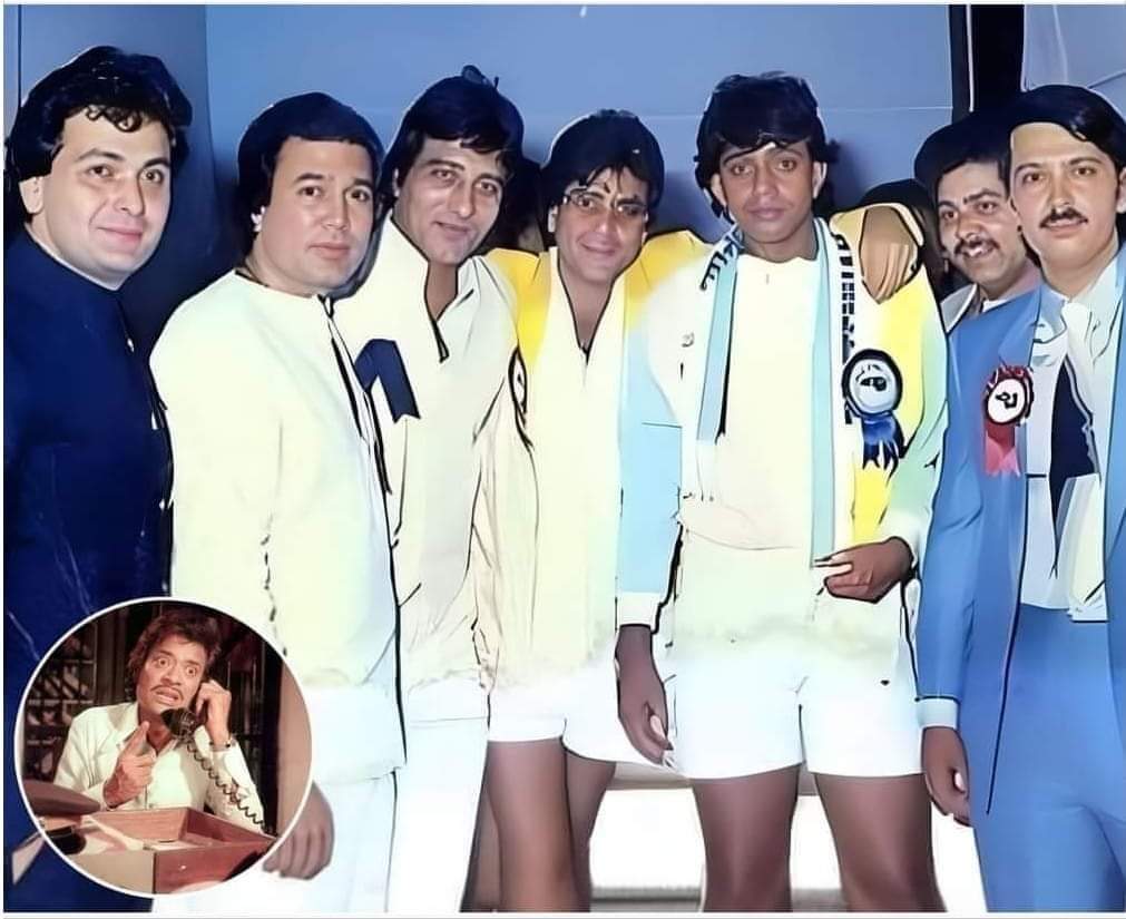 ByRakeshSimha's tweet photo. Bollywood heroes of the 1970s and 80s. Not a single Khan! All the Hindu actors were so good looking compared to the 4 feet dwarfs - Aamir, Shahrukh and Salman. What happened in the 1990s? Khans became the main heroes and the heroines were all Hindu. Muslim heroines were banished from Bollywood. Whereas in the earlier decades there were many Muslim heroines. It is not without reason that Bollywood became Jehadiwood.