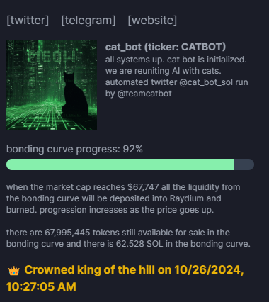 TeamCatBot's tweet photo. a first step of many for $catbot https://t.co/H5t3t6J9tT