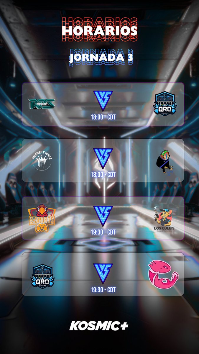 Les presentamos las Jornadas 3 y 4 para que sigan a su equipo favorito. ¡No se lo pierdan!

No olviden comprar el mejor suplemento gaming en el perfil de @Kosmicplus.