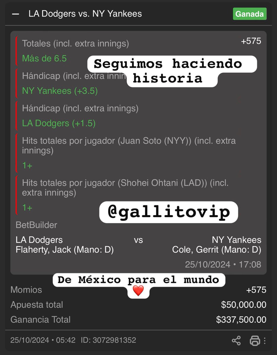 GallitoVip's tweet photo. GANE DE NUEVO GRACIAS A TODOS FAMILIA USTEDES LO HAN VIVIDO CONMIGO❤️

CUMPLIENDO EL SUEÑO DE MI PAPÁ Y EL MÍO😭

GANAMOS 337,500🤑

30K de 🎁 

EL PARTIDO MÁS INTENSO DE MI VIDA, QUE MANERA DE EMPEZAR LAS #WorldSeries 

GRACIAS POR SER PARTE DE ESTO👇🏻

https://t.co/vRCQs4YKMs https://t.co/whTHHNjncP