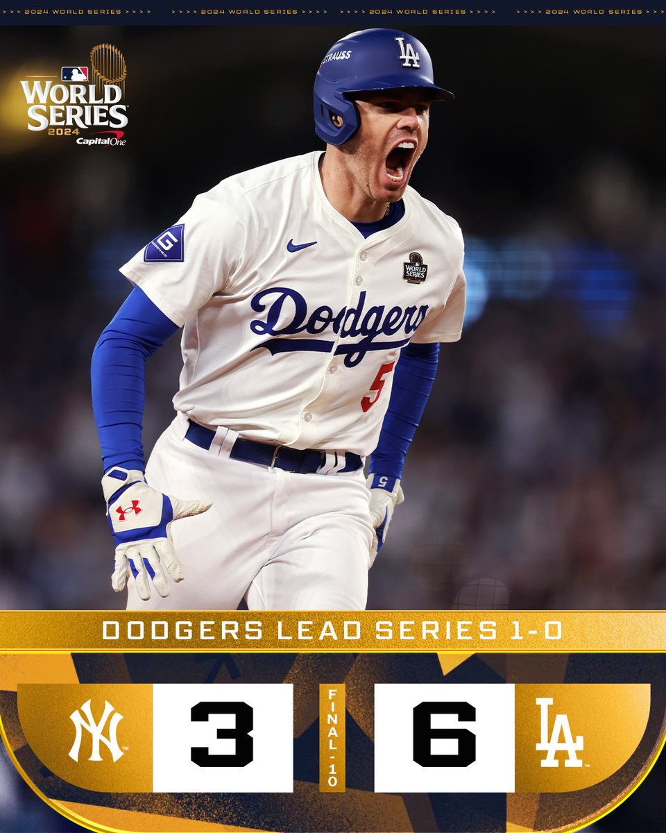 Instant classic! The <a href="/Dodgers/">Los Angeles Dodgers</a> win Game 1 of the #WorldSeries!