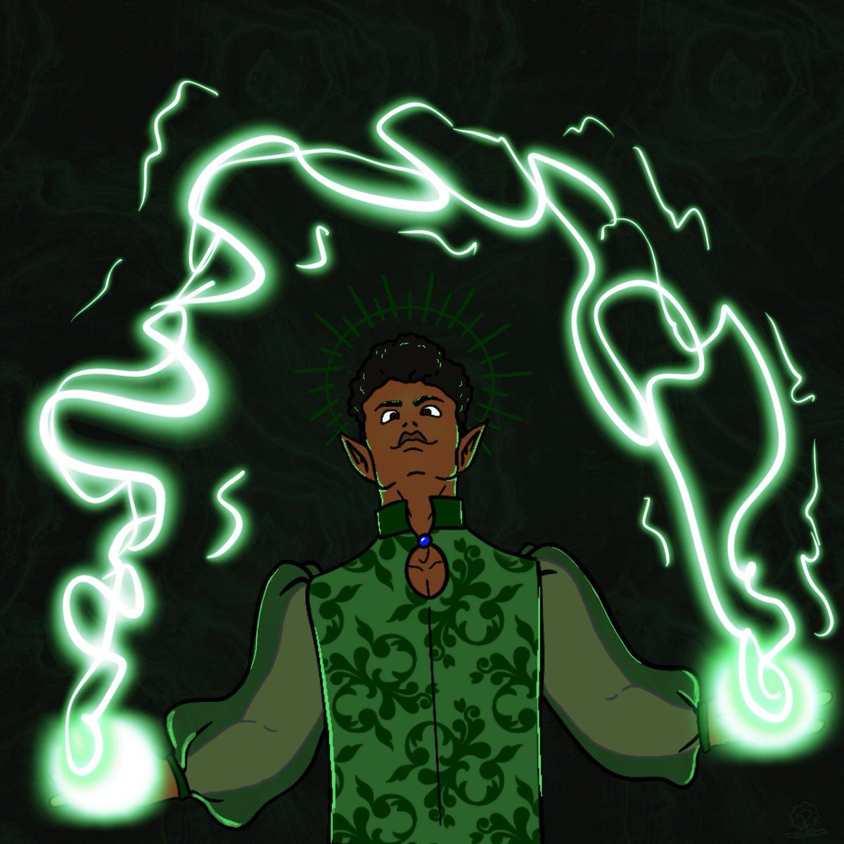 TheGardenShow's tweet photo. It's quite simple. He IS the best mage. Accept no substitute. 

#magic #fantasy #blackelf #elf #mage #dnd #green https://t.co/HPS42RsAEg