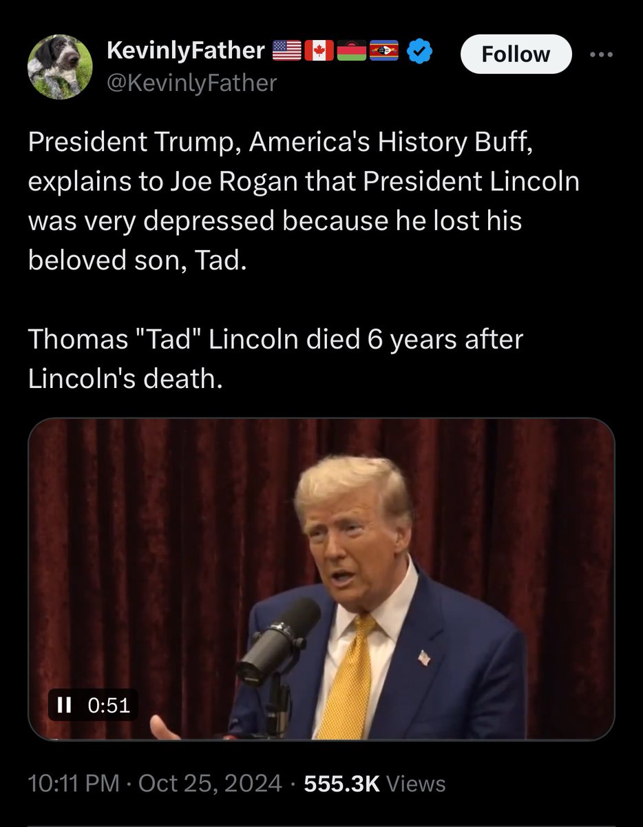 OTOH Trump's cult is just beginning to accept that Lincoln wasn't a talking automobile who became president