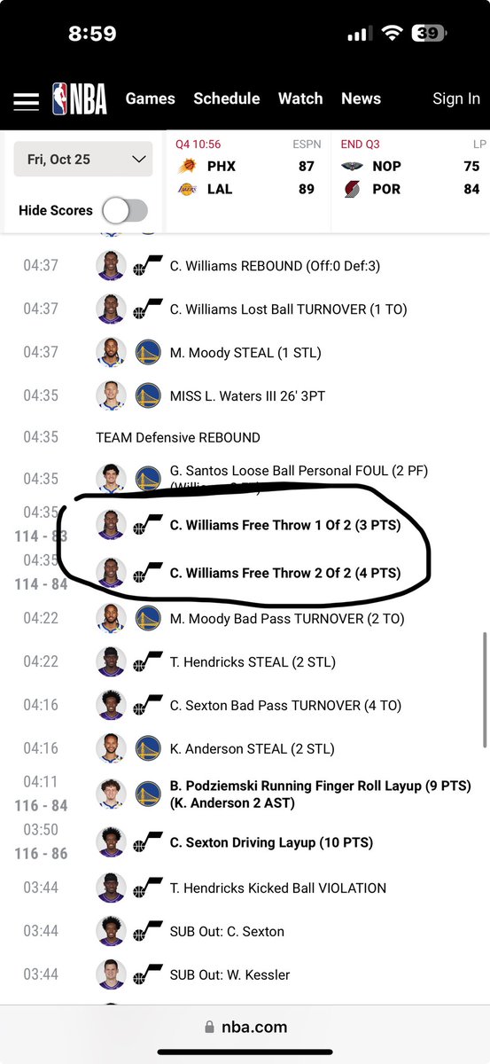 Irunppx's tweet photo. @NBA @ESPNNBA fix this collins finished on 12 and williams did not shoot those free throws! https://t.co/qdJnlpA96q