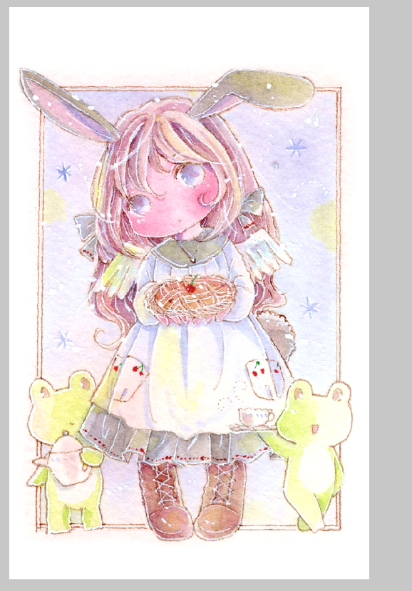 「そろそろ展示関係の活動はじめないとですで、名刺作ってるんですが、もはやフォトショ」|チコリ@✨🐸羽根🪶としっぽ展のイラスト