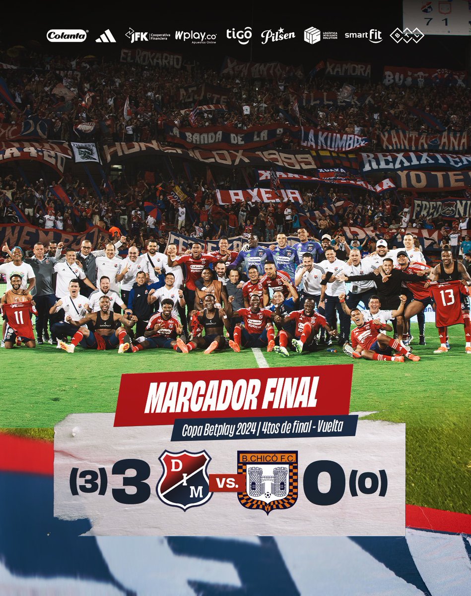 DIM_Oficial's tweet image. [Marcador final 🔴🔵]

Fue victoria en el global (7x1) y también desde los 12 pasos (3x0).
Lo celebra toda Colombia.

#VamosMedellín