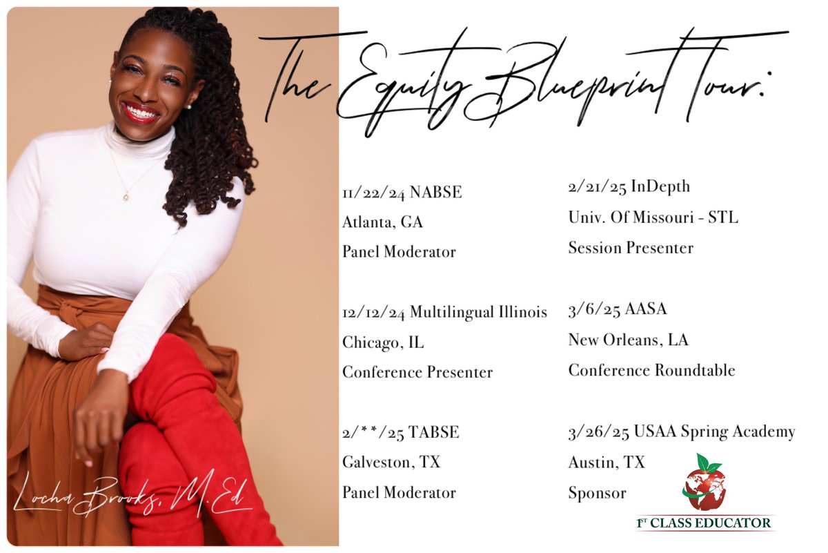 📣 𝑻𝒉𝒆 𝑬𝒒𝒖𝒊𝒕𝒚 𝑩𝒍𝒖𝒆𝒑𝒓𝒊𝒏𝒕 𝑻𝒐𝒖𝒓 

✨Super excited to announce the Equity Blueprint Tour 2024-2025!!! 

#LoveEdu #1stClassEdu #International #EducationalConsultant #GlobalPolicy #Influencer