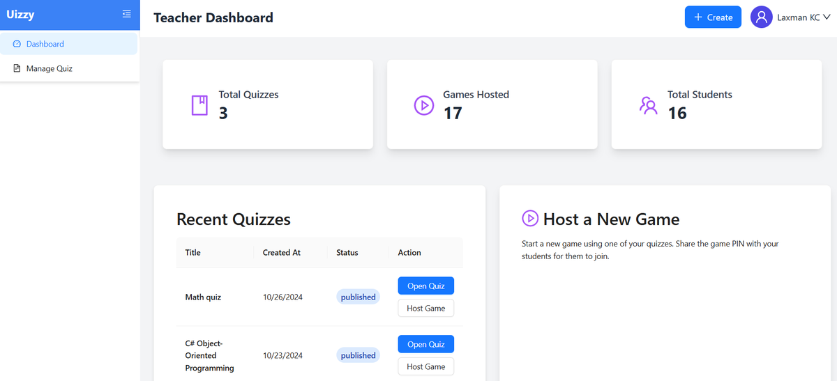 TheLaxmanKC's tweet photo. 🚀 Just Launched: Uizzy - A Real-Time Quiz App!

Excited to share Uizzy! Built with React and Supabase, it helps teachers host quizzes and track progress.

Highlights:

💡 Real-time updates
🏆 Scoring
🌐 Responsive UI
🔗 https://t.co/cPdZNod3vu

#WebDev #React #Supabase #QuizApp https://t.co/himCxXaMZh