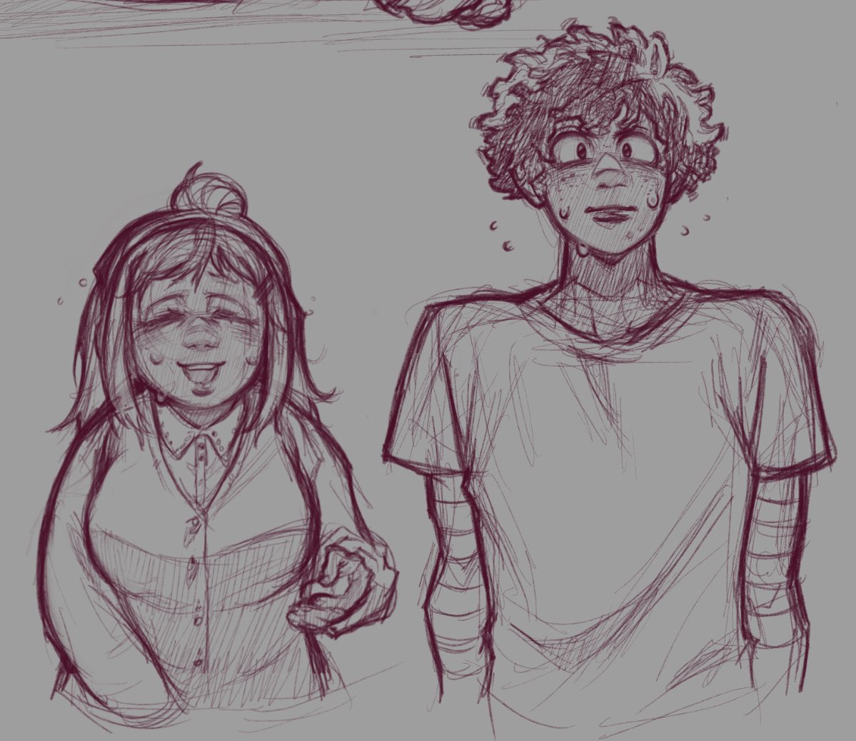 In my head, inko wore her natural hair when she was young but as she got older she now wears wigs! Waaah I’m kinda obsessed with black midoriya with his black momma!!! Hehe having fun 😁😆🥹