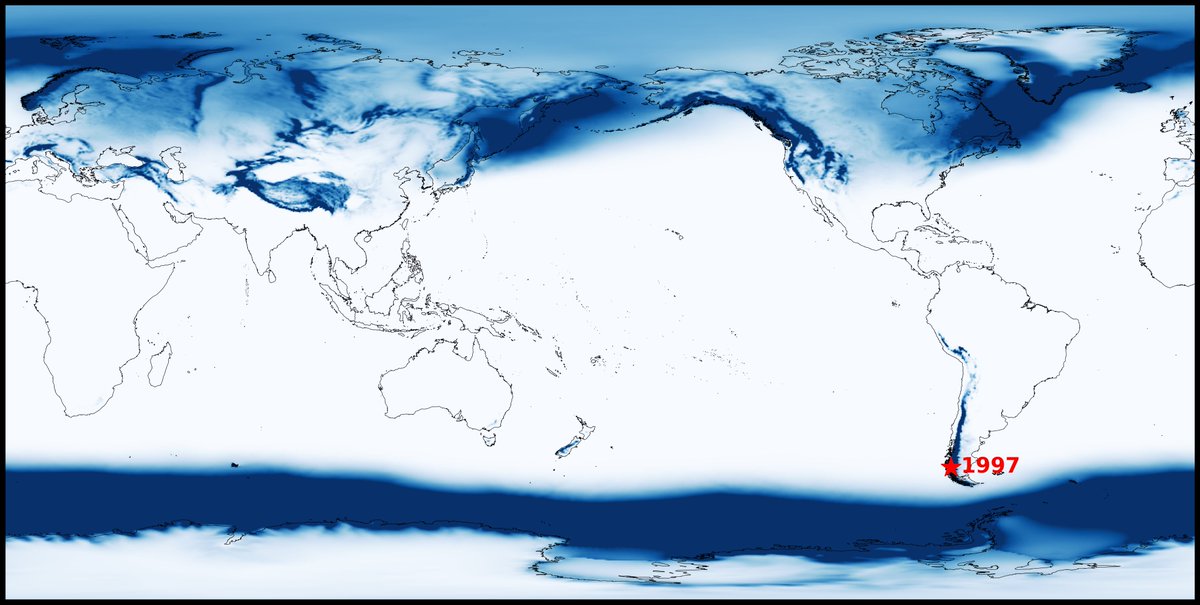 Have you ever wondered where the snowiest place on Earth is? Me too! ❄️

My calculation reveals that the Andes Mountains in southern Chile average up to around 2000 inches (5080 cm) of snow per year, making it the snowiest place on the planet according to the ERA5 reanalysis.