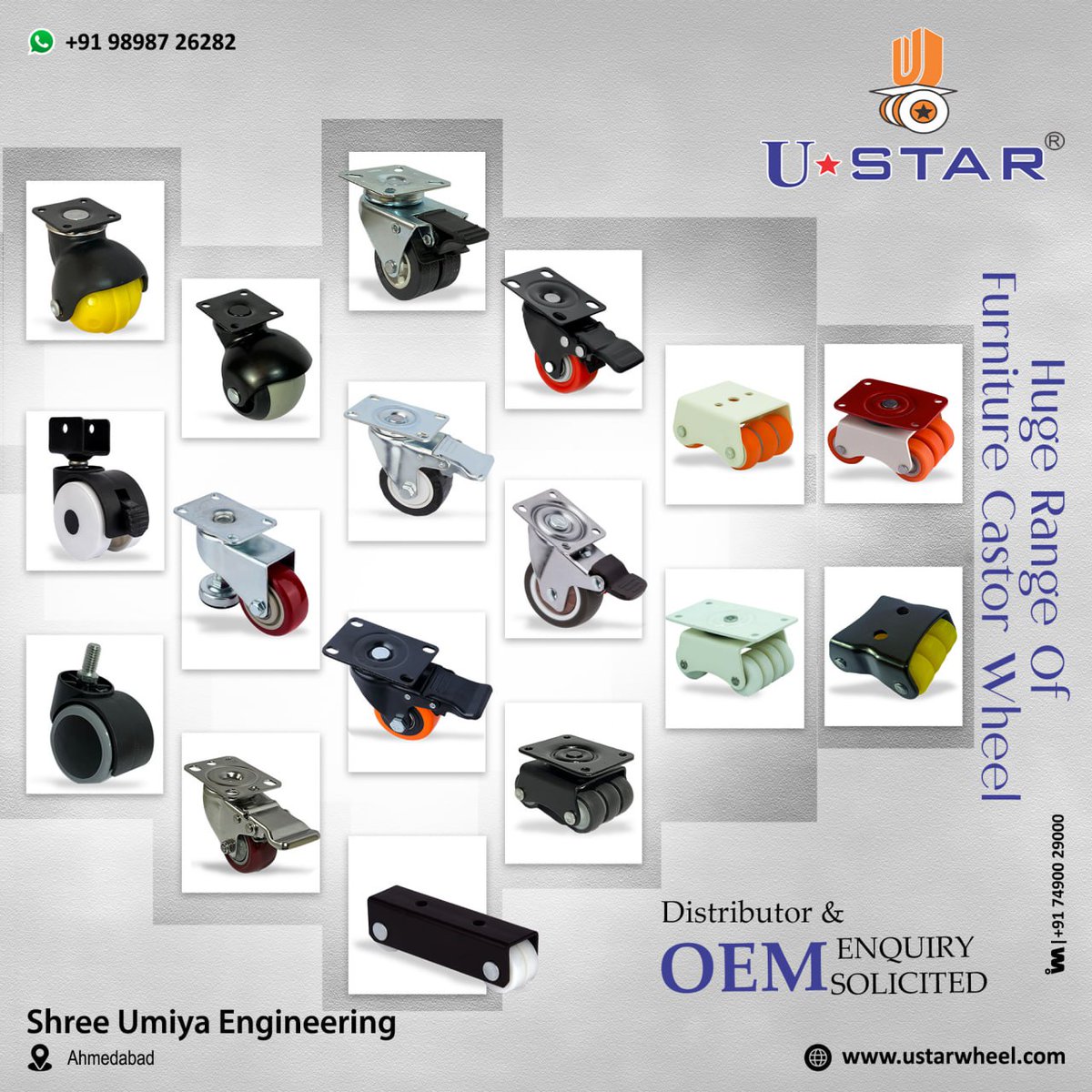 ibais_hardware's tweet image. SHREE UMIYA ENGINEERING - AHMEDABAD

For enquiry via WhatsApp click: 
ibais.biz/9898726282

Contact:
Mr. Jayesh Patel - +91 98987 26282
#casterwheel #trolleywheel #furniturecastorwheel #furniturefitting #hardwareaccessories #hardware
.
@ibais_hardware