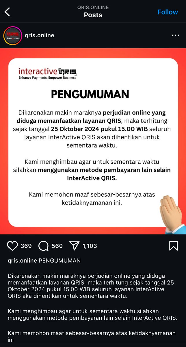 nuicemedia's tweet photo. The Police and Bank Mandiri suspended QRIS provider InterActive for suspicions of facilitating illegal gambling operations affecting 1.9 million merchants on the platform. 

However, Bank Indonesia’s website doesn’t appear to list InterActive as a registered provider. https://t.co/lXVswQDy2q
