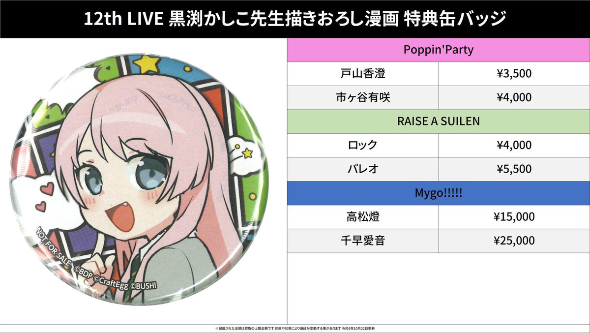 買取情報】 バンドリ! #買取akbkbバンドリ 12th LIVE 黒渕 買取情報】 バンドリ! #買取akbkbバンドリ 12th LIVE 黒渕