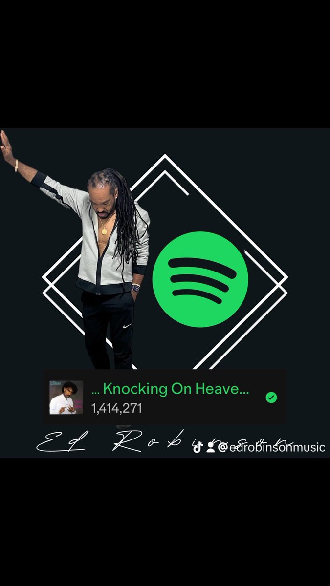 EDERROBINSON's tweet photo. Give thanks to everyone seen!!! 1.4 MILLION STREAMS and COUNTING🔥GRATEFUL!
-----------------------------------
"Big shoutout to Ed Robinson for reaching over 1.4 million streams  on Spotify with his hit Knocking on Heaven’s Door! The journey keeps going!! 🙏🏽 https://t.co/EERMnhyJDn