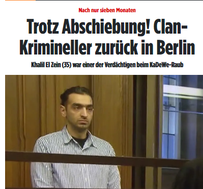 Taykra's tweet photo. #Berlin: Signale deuten auf Freilassung! Verurteilt und abgeschoben. Jetzt tauchte Khalil El Zein (35) im Ankunftszentrum auf u stellte einen Asylantrag! Mehrere Mitglieder des Clans sind Polizei u Justiz wegen schwerer Verbrechen seit Jahrzehnten bekannt. https://t.co/cxWEAw5jsc https://t.co/Nim68Q2vUY