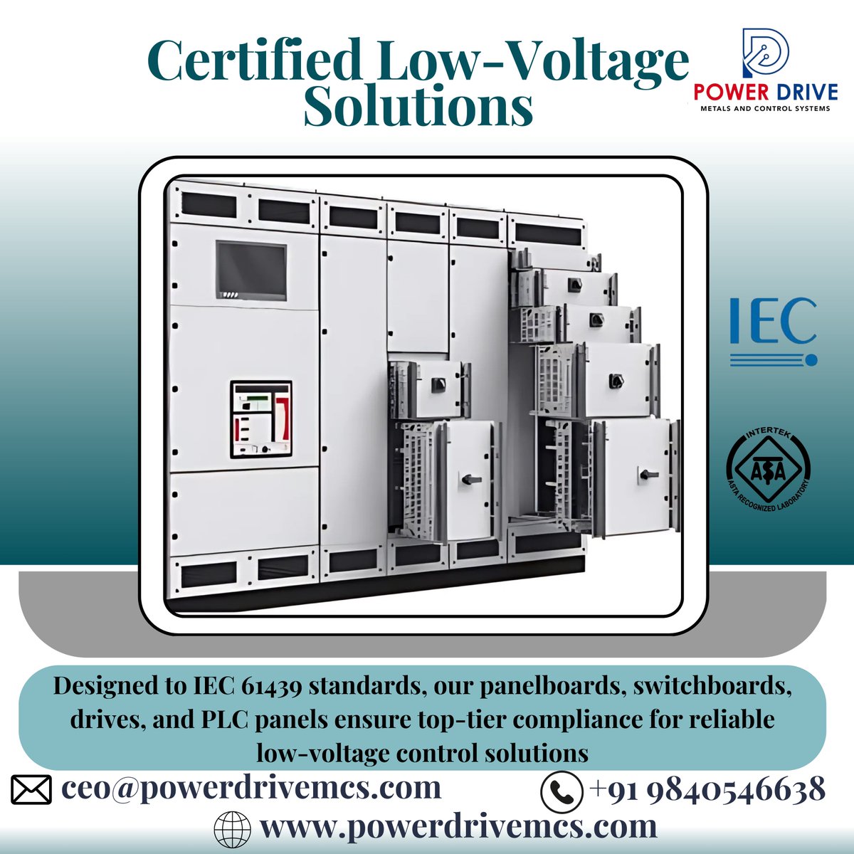 PowerDrive2020's tweet image. Certified Low-Voltage Solutions - Power Drive MCS

Designed to IEC 61439 standards, our panelboards, switchboards, drives, and PLC panels ensure top-tier compliance for reliable low-voltage control solutions

#IEC61439 #LowVoltageSolutions #Panelboards #Switchboards #ControlPanel