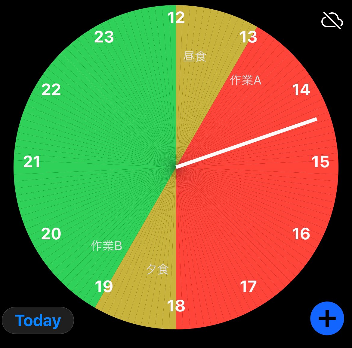 時間という目に見えないもの」を感覚的に理解するのが難しい系ADHDだから、１日の予定を時計の文字盤に見立てた円グラフ にしてボリューム感を掴むことが多いんだけど、このアプリは予定表とアナログ時計の一体化で「時刻確認」の一手を削減できるし、作成も簡単で通知と ...