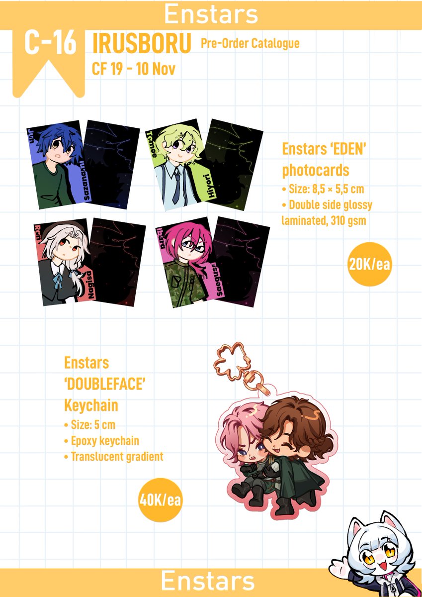 enna_reth's tweet photo. IRUSBORU'S 2ND BATCH OF PREORDERS ARE LIVE! 👀👀

We're back and running baybee! Now packed with more stuffs (Check replies for more) (1/4)  

🍜 Booth C-16 on Day 2 (Sunday)
🍜 2nd pre-order period: 26 oct - 6 nov 
🍜Mail order OK 

#cf19 #Comifuro19 https://t.co/vUylXbk0ed
