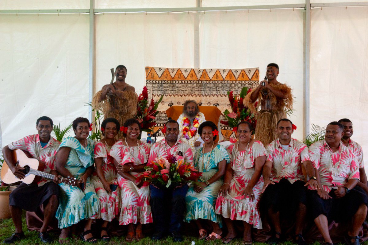 gurudev's tweet photo. Received a traditional welcome in Nadi upon arrival in Fiji yesterday. https://t.co/dbTObjdPnP