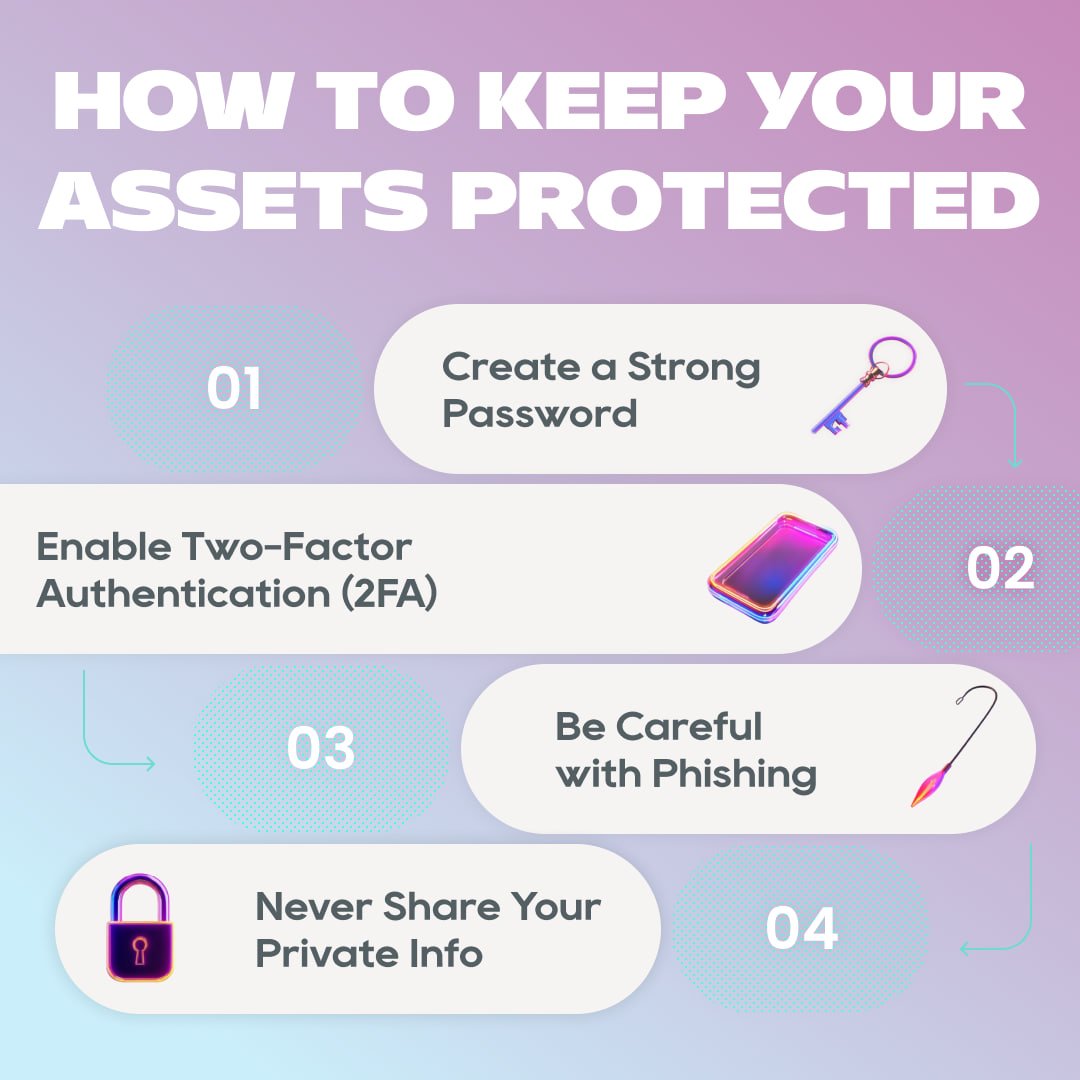 ℹ️ Protecting your crypto assets is the first step to confident trading.  Even the best portfolio can be lost due to negligence or a lack of  security. ☝️ Follow these simple but