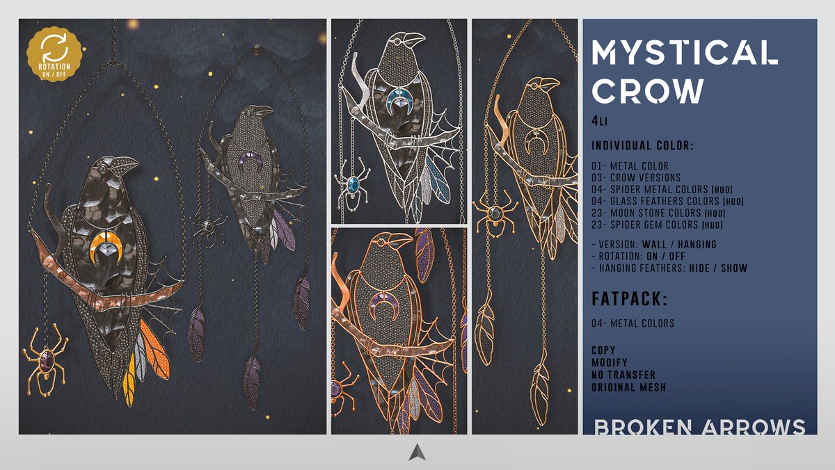 KawaiiFeedSL's tweet photo. Broken Arrows: Mystical Crow @ Equal10〡Taxi: https://t.co/iU4AE3SgzO
#secondlife #brokenarrows #equal10 #slevent #kawaiifeed https://t.co/HM9ursoHek