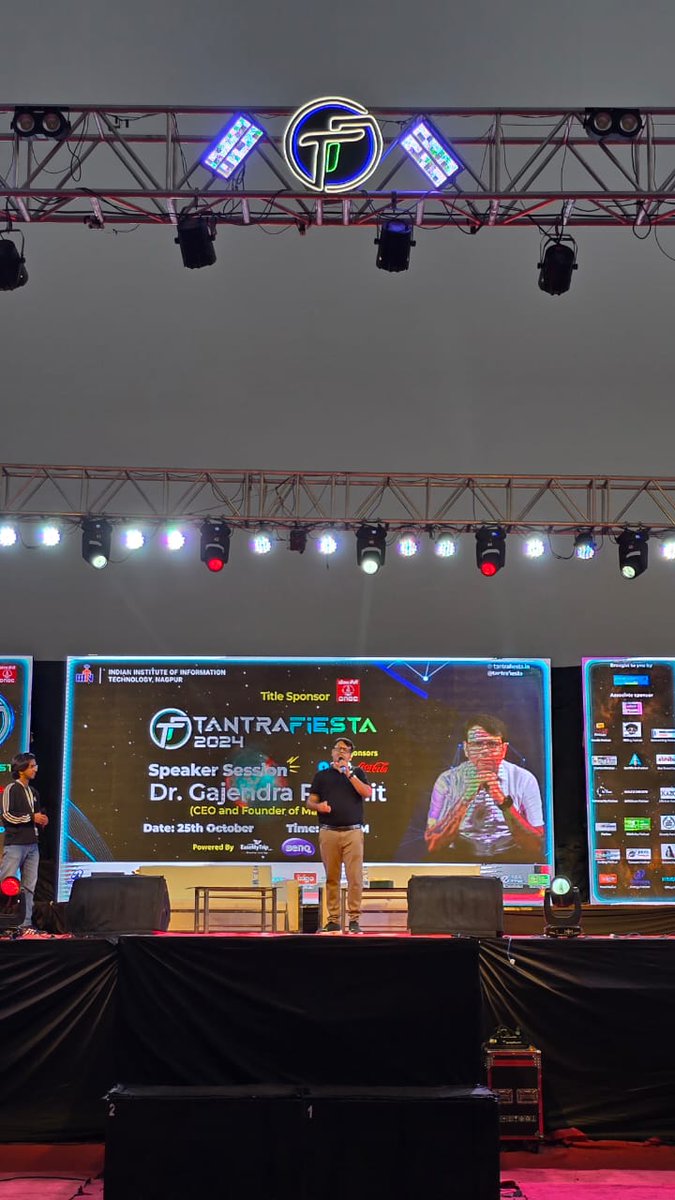 A huge thank you to IIIT Nagpur for inviting me as a speaker at Tantra Fiesta 2024! Congrats for a successful event. The energy and talent of the students were truly inspiring. Looking forward to seeing the amazing work! #TantraFiesta2024 #IIITNagpur #Gratitude #Innovation