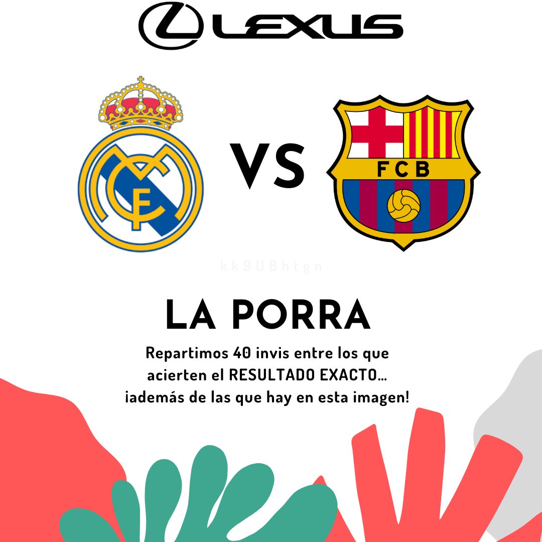 forocoches's tweet image. PORRA CLÁSICO #ElClasico 

Responde con el resultado EXACTO del REAL MADRID 🆚 FC BARCELONA con el formato X (Madrid) - Y (Barça) y consigue 1 de las 40 invis que sorteamos gracias a @LexusSpain 

👀  RT + respuesta para entrar en el sorteo

Tenéis hasta las 21:00 👇🏻