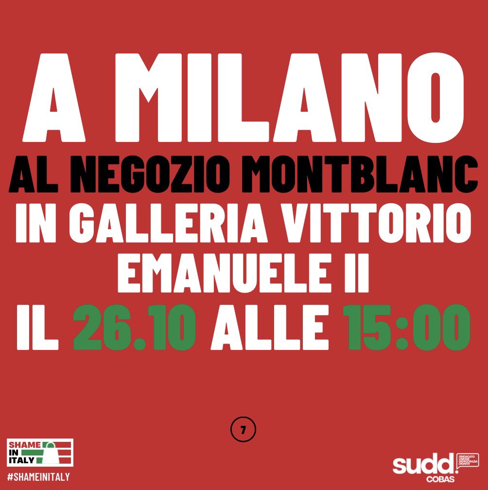 In solidarietà con i lavoratori e la loro lotta al fianco dei #suddcobas #prato #firenze
Per porre fine allo sfruttamento delle filiere causato da pratiche commerciali sleali dei marchi del #lusso
#Montblanc