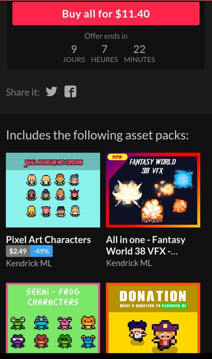 49% off for Halloween! Bring your creations to life with my pixel art asset packs: 3 packs of animated characters in 4 directions and a VFX pack with 38 effects. On <a href="/itchio/">itch.io</a>
Unleash your creativity! Download here: 
itch.io/s/134399/hallo…

#pixelart  #gamedev  #gamedeveloper