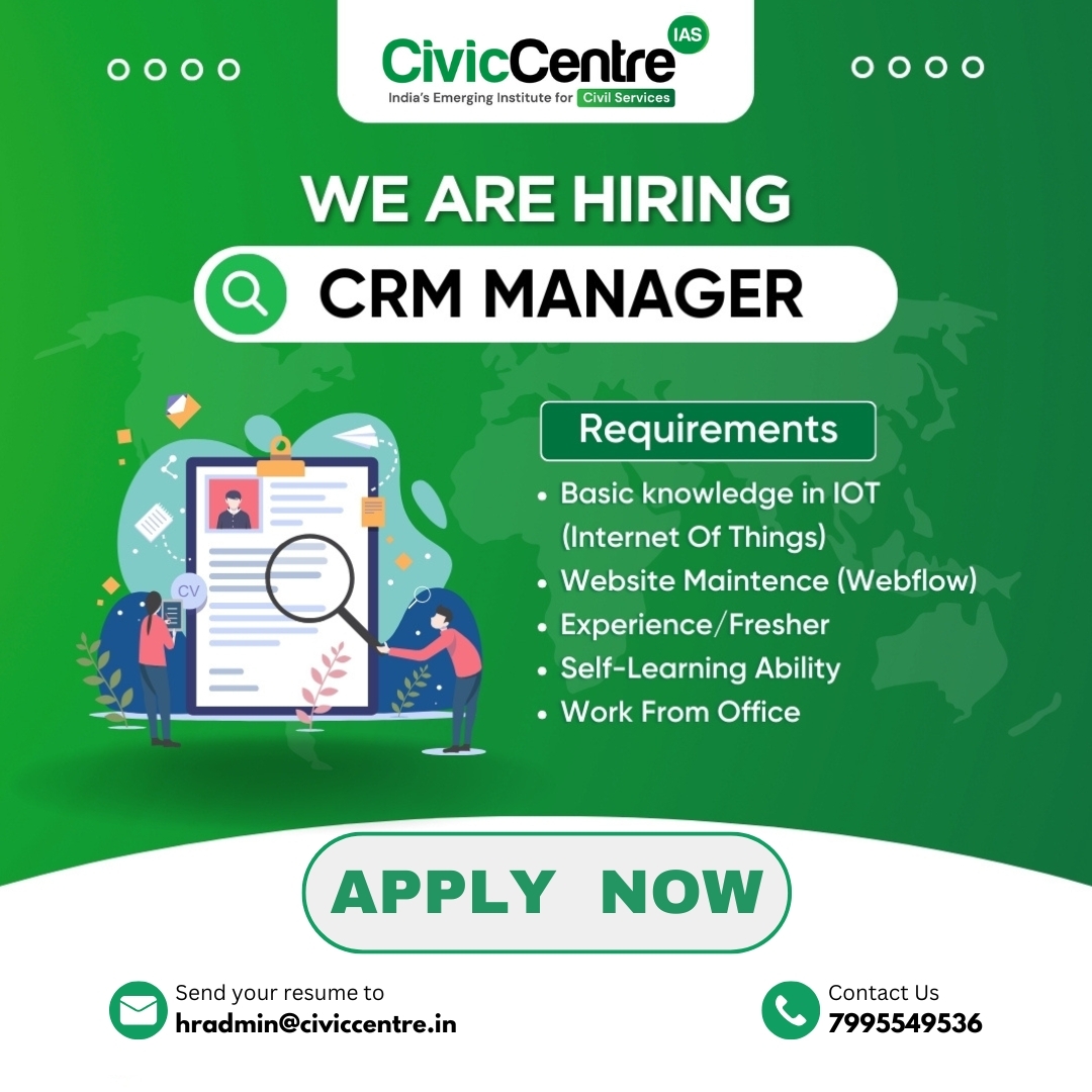 Civiccentre_in's tweet image. WE ARE HIRING CRM MANAGER

Requirement:
• Basic knowledge in IOT (Internet Of Things)
• Website Maintence (Webflow)
• Experience/Fresher
• Self-Learning Ability
• Work From Office

Apply now:
Send your resume to:
hradmin@civiccentre.in
7995549536

#WeAreHiring #crmmanager