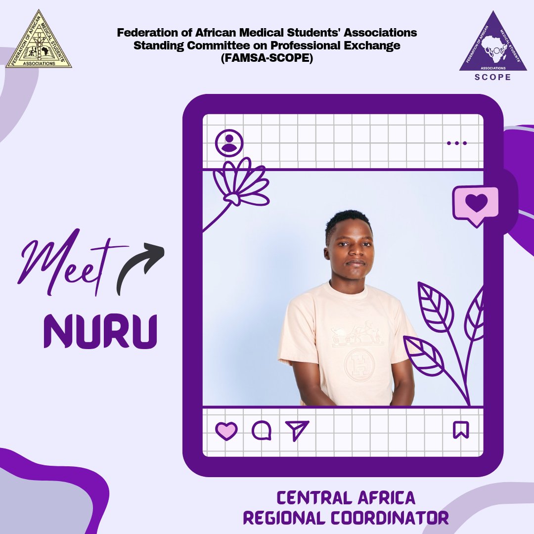 FAMSA_SCOPE's tweet photo. Meet Nuru Kakore, a 5th year medical student from Congo who is currently the Central Africa Regional Coordinator for FAMSA SCOPE! https://t.co/9cl1uKs5aj