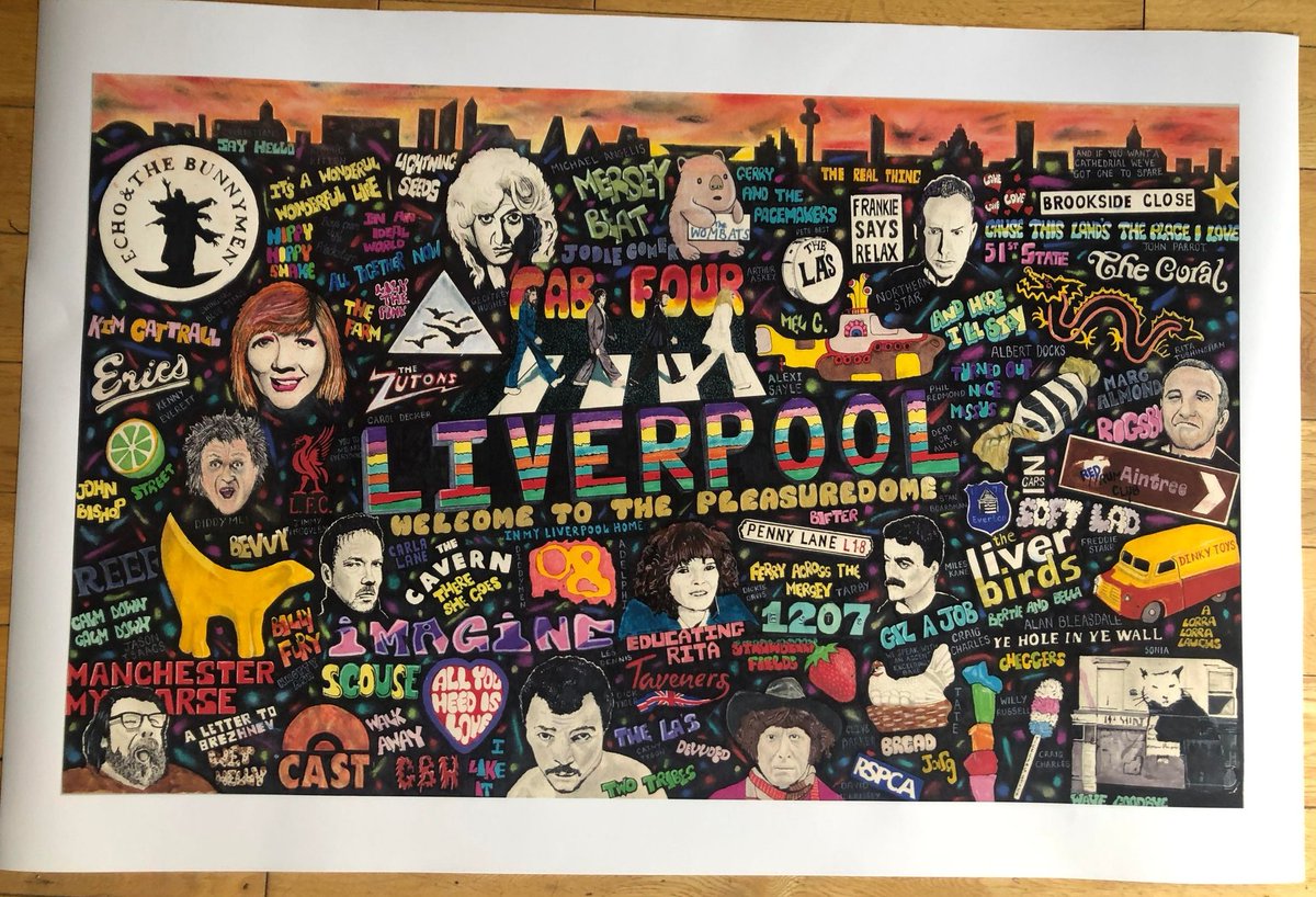 JanetHalmshaw's tweet photo. Liverpool limited edition print by Paul Halmshaw. #Liverpool #mersey #thebeatles #lilysavage #kendodd #scouse #scouser #everto #Liverpoolfc #art #wallart #echoandthebunnymen #music #cavernclub #northwest https://t.co/3xYHhTmHDB