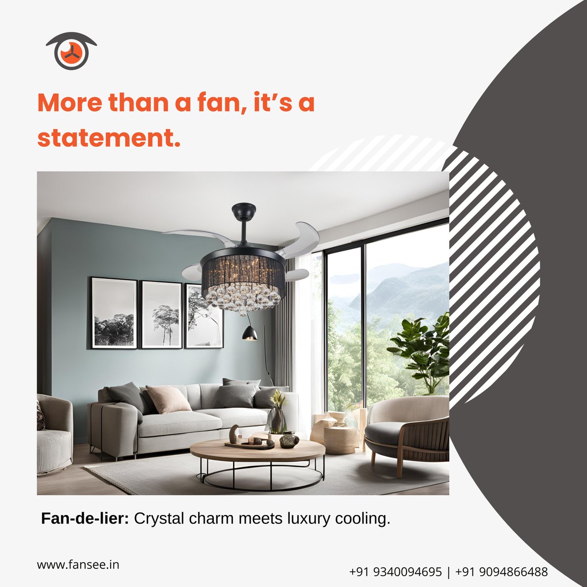 Fansee3571132's tweet photo. Unveil elegance with every turn ✨ Fan-de-lier combines the opulence of crystal with the comfort of a premium fan. 

Redefining luxury, one breeze at a time. 🌟 #FanDeLier #LuxuryLiving #CrystalChic"

#LuxuryFan #CrystalDesign #ElegantSpaces #HomeDecor #FanDeLier https://t.co/uaJfRWkEiE
