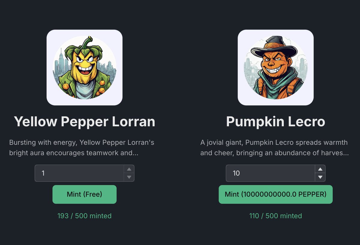 ChilizFarm's tweet photo. We're thrilled to announce that an incredible 30% of all NFTs have already been minted! 🎉
If you haven't claimed yours yet, now's the time!

Visit 👉 https://t.co/yIBDdwOmXI

To get your hands on Pumpkin Lecro, you'll need a bit of $PEPPER from @PepperChain 📷✨ https://t.co/dIK7Rv7SQt