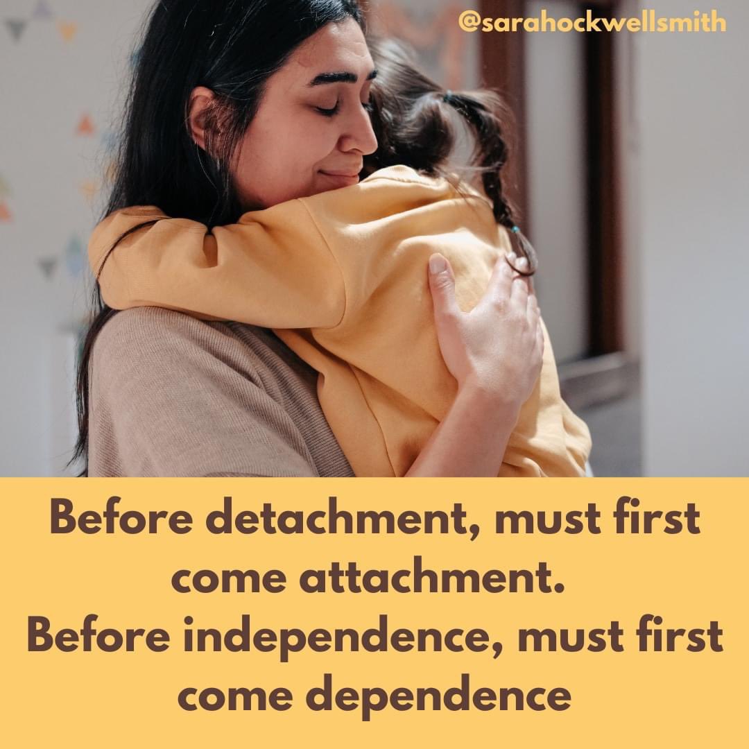 You cannot teach or train a child to be independent if they are not ready to be so.

Independence is a developmental milestone built firmly on the foundations &amp; security that dependence brings. 

Without this groundwork, any seeming independence is fragile &amp; superficial at best.