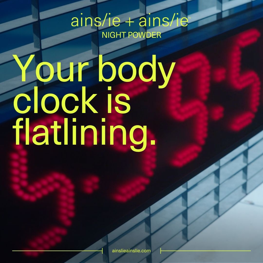 Modern life is putting us out of kilter with our natural circadian rhythms. The transition between night and day is increasingly blurred.

You can start redressing the balance with ainslie + ainslie NIGHT POWDER.

Let's reset the clock. ainslieainslie.com