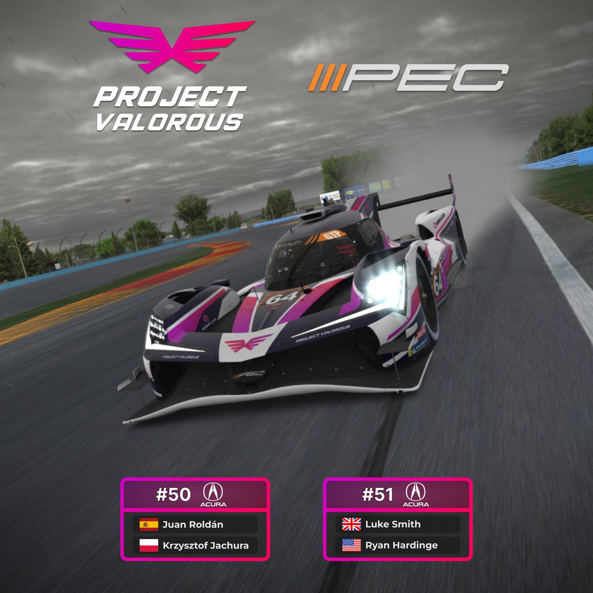The virtual NY sky is looking a little cloudy🌧️Join us for the 3rd round of <a href="/Platinum_PRL/">Platinum Racing League</a> PEC Season 6, for 8 hours around Watkins Glen 🇺🇸 WITHOUT the chicane for maximum tomfoolery😃Season start has been rocky so the drivers are looking to bounce back

🔴 twitch.tv/projectvalorous