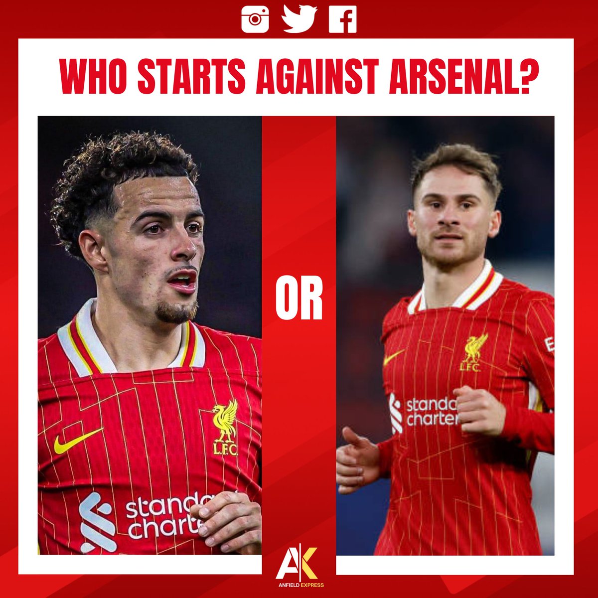 AnfieIdExpress's tweet photo. ❓| Who starts for you against Arsenal? https://t.co/RaTf1oOPZa