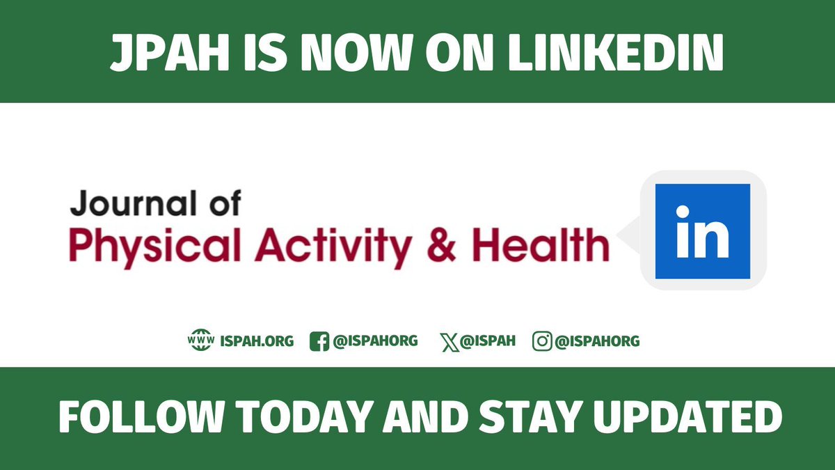 ISPAH's tweet photo. 📢 @JPAHjournal is now on LinkedIn!

Follow them for the latest updates and information: 🔗 https://t.co/HhosV3064N https://t.co/fseJEokHOL