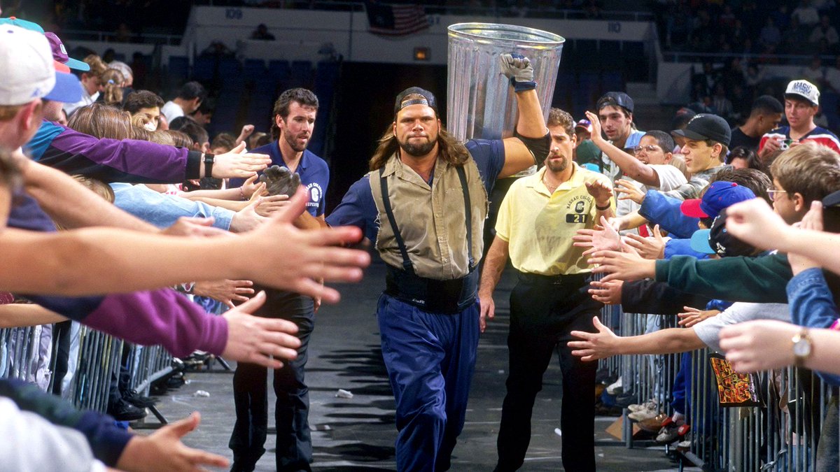 WWFWrestling1's tweet photo. πΈ Photo from this day in '94 capturing Duke "The Dumpster" Droese making his way to the ring to battle IRS at the Nassau Coliseum. ποΈ #WWF #WWE #DukeDroese https://t.co/nSTcWcPQnK